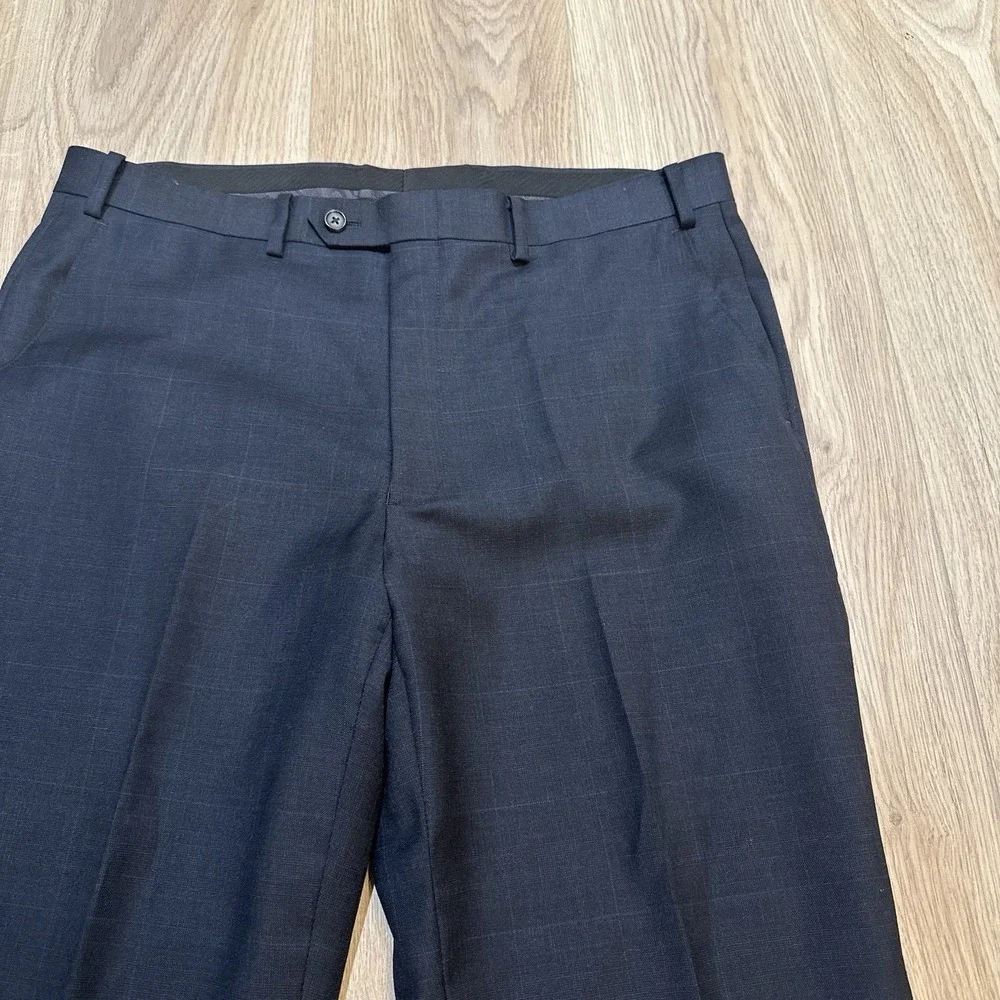 Lauren Ralph Lauren Dress Pants‎ Men's 36x28.5 Blue Check Plaid 100% Wool Preppy